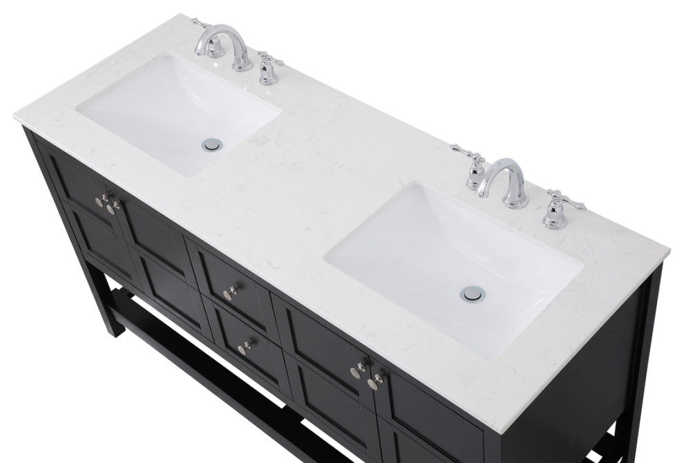 Tucker Black 60" Double Sink Bathroom Vanity