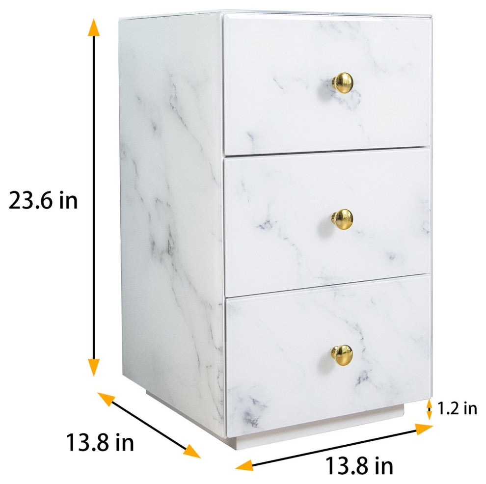 3-Drawer Wood Nightstand with Handle