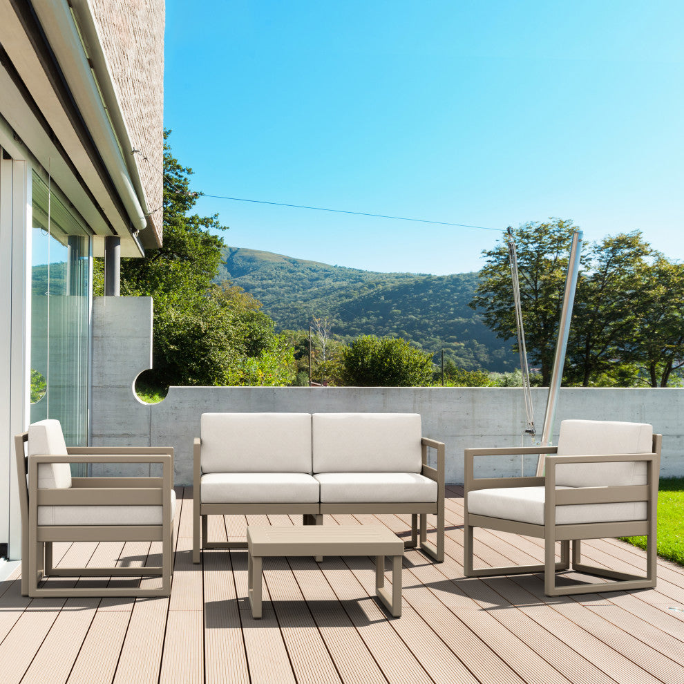 Mykonos Patio Loveseat Taupe With Acrylic Fabric Natural Cushion