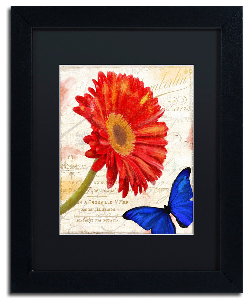 Color Bakery 'Gerbera Daisy' Art, Black Frame, Black Matte, 11"x14"