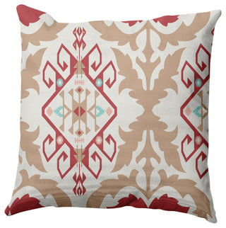 Bombay Medallion Decorative Throw Pillow, Ligonberry Red, 18"x18"