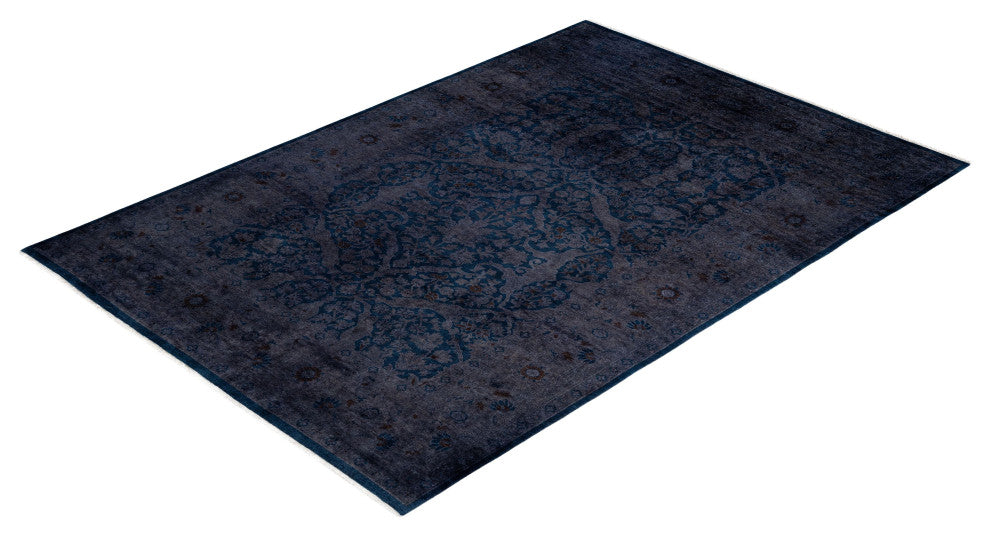 Overdyed One-of-a-Kind Hand-Knotted Area Rug Navy, 6' 1" x 8' 9"