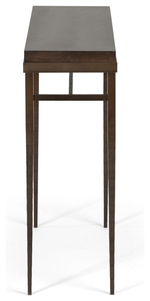 Wick 42" Console Table, Dark Smoke Finish, Maple Espresso Accents