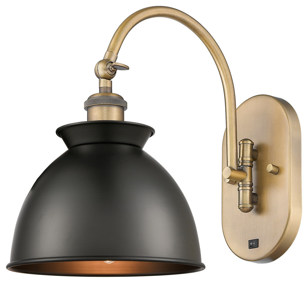 Innovations 518-1W-BB-M14-BK-LED Adirondack 1 Light Sconce, Brushed Brass