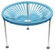 Zicatela Indoor/Outdoor Handmade Side Table, Blue Weave, Chrome Frame