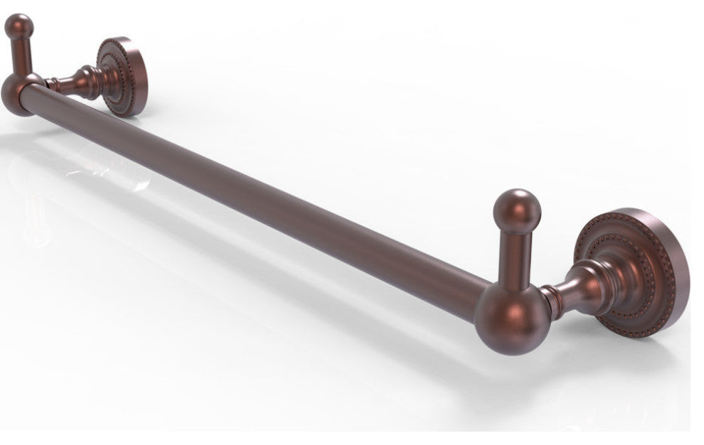 Dottingham 24" Towel Bar with Integrated Hooks, Antique Copper