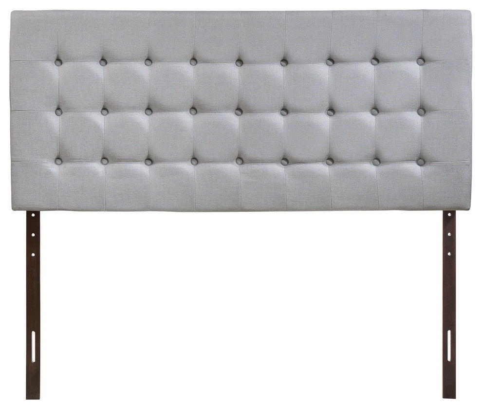 Modern Contemporary Queen Size Headboard, Gray Fabric