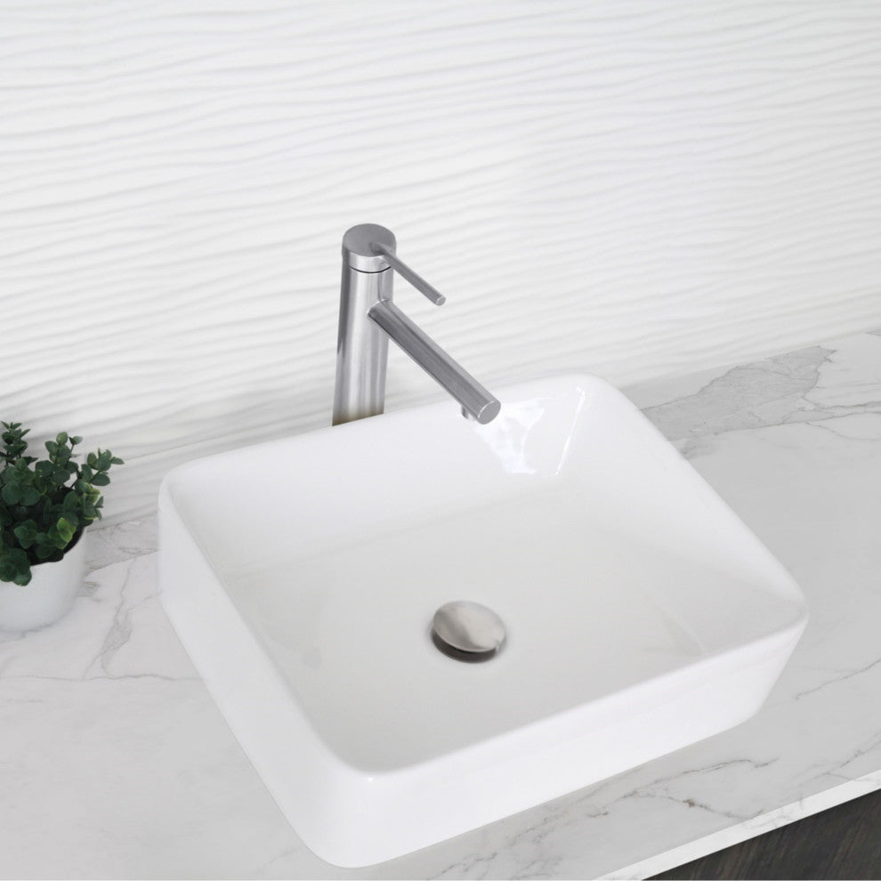 STYLISH Single Handle Bathroom Vessel Sink Faucet Brushed Stainless Steel Finish