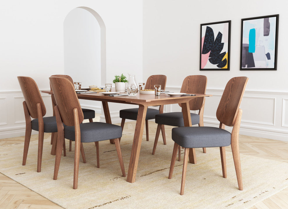 Alberta Dining Chair, Set of 2 Walnut & Dark Gray