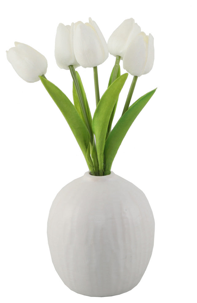 11.25"�H 5 Real-Touch Tulips In 5"H Vase