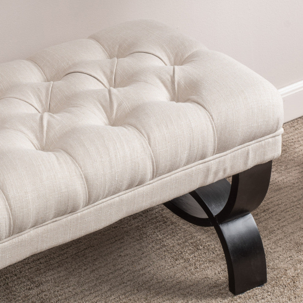 GDF Studio Colette Tufted Fabric Ottoman Bench, Beige