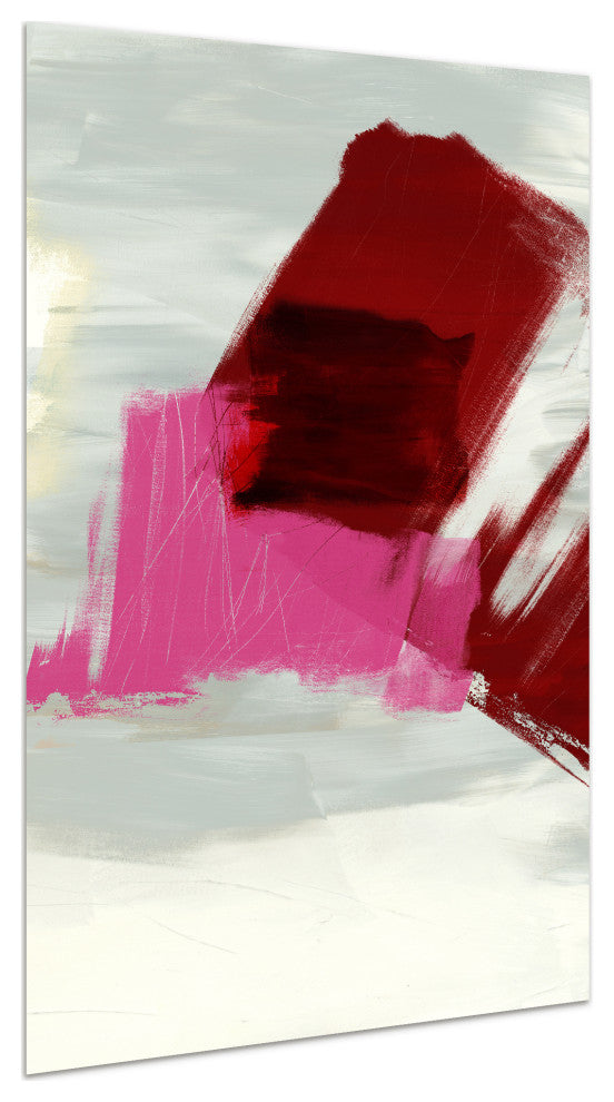 "Magenta Abstract" Wall Art Frameless Free Floating Tempered Glass