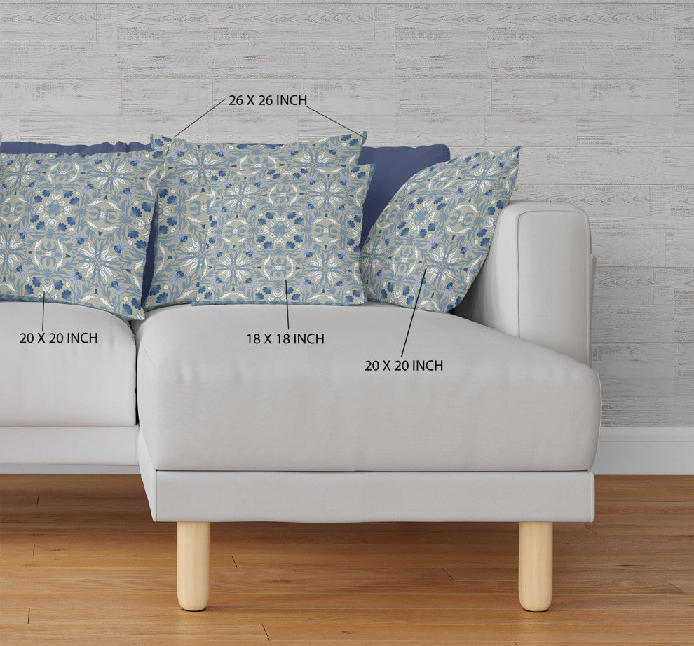 28 Gray Indigo Paisley Indoor Outdoor Throw Pillow