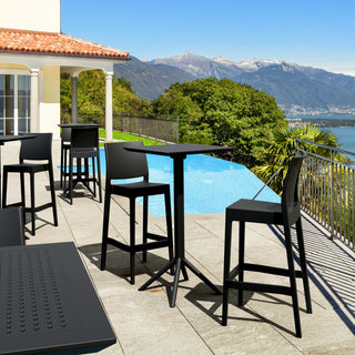 Sky Maya Square Bar Set With 2 Barstools Black