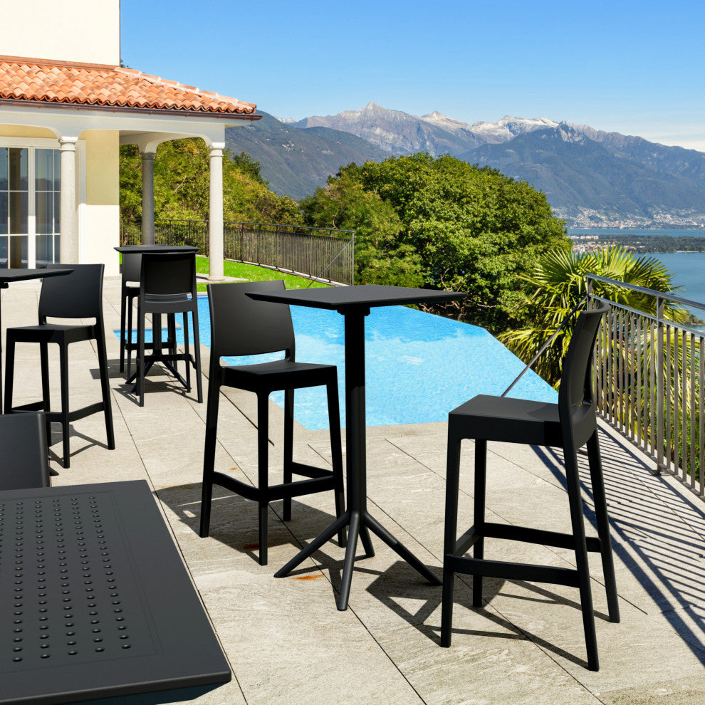 Sky Maya Square Bar Set With 2 Barstools Black