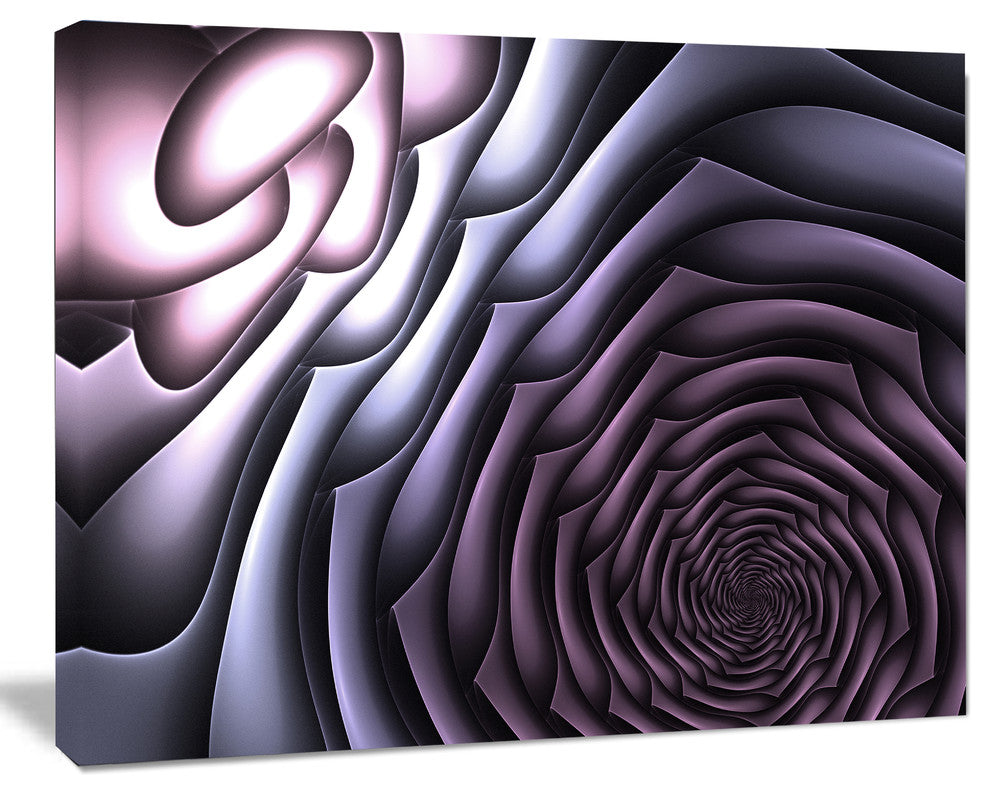 Purple Flower Shaped Fractal Art, Oversized Abstract Canvas Art Print, 60x40