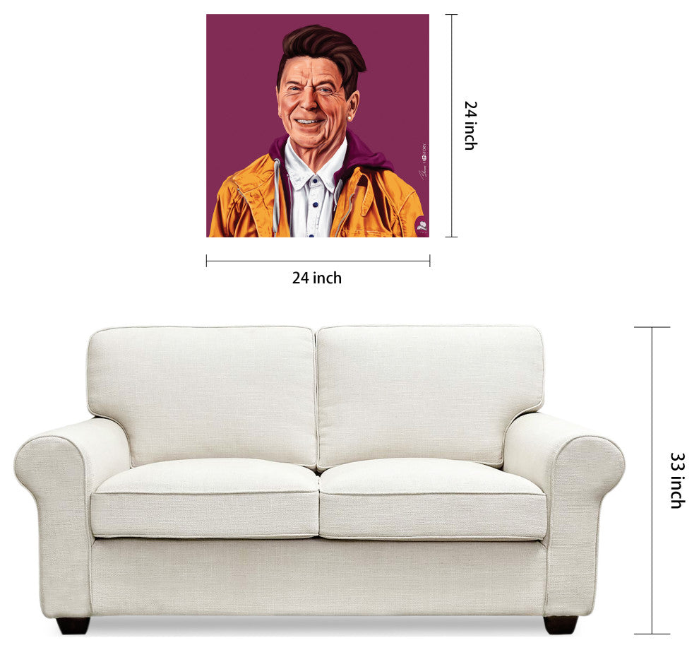 "Hip Ronald Reagan" Frameless Reverse Printed Tempered Art Glass Wall Art