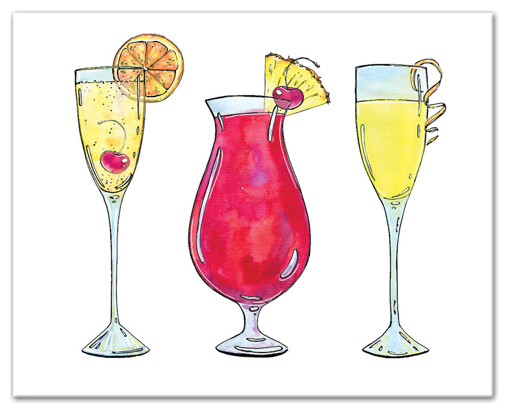 Three Cocktails II 8x10 Canvas Wall Art
