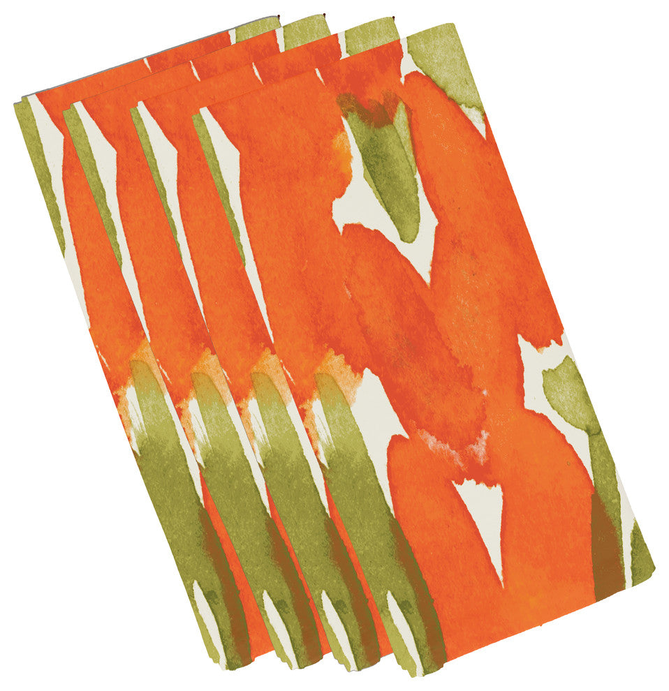 Sunset Tulip Garden Floral Print Napkins, Set of 4, Orange, 19"