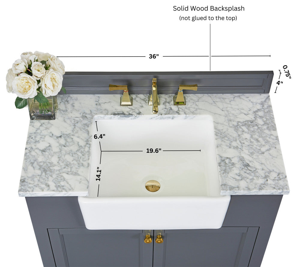 Adeline Vanity Set, Sapphire Gray, 36", Single Sink