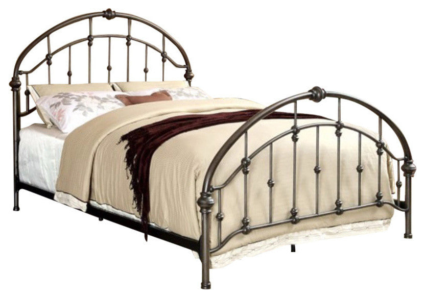 Benzara BM165976 Metal Queen Size Bed With Headboard and Footboard, Bronze