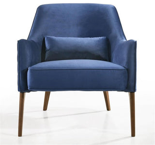 Omax Decor Jane Wood and Velvet Upholstered Lounge Accent Chair in Blue