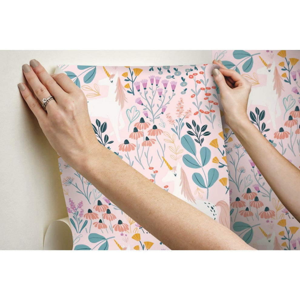 Pink & Green Unicorn Paradise Peel & Stick Wallpaper