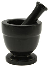 Asclepius Collection Jet Black Marble Small Mortar and Pestle Set