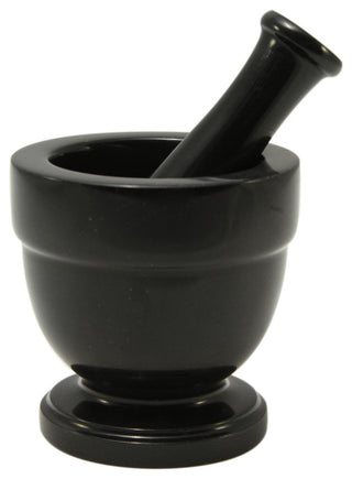 Asclepius Collection Jet Black Marble Small Mortar and Pestle Set