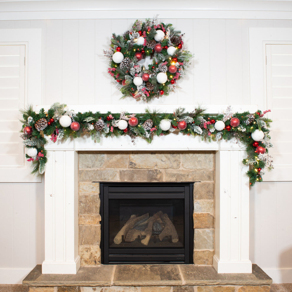9' Artificial Christmas Garland with Lights, Frosted Wonderland