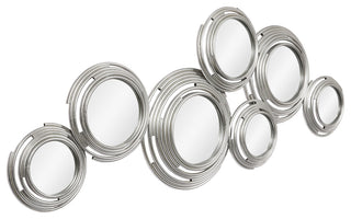 "Ascending Reflection" Circle Array Mirrors in Metal Foiled Frame