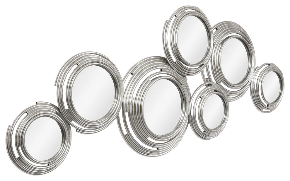 "Ascending Reflection" Circle Array Mirrors in Metal Foiled Frame