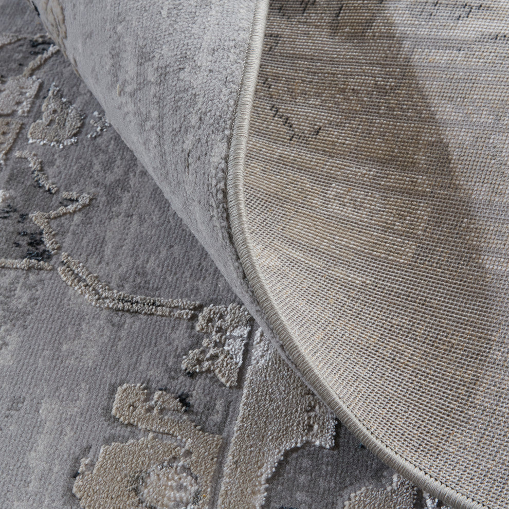 Weave & Wander Adana Metallic Rug,Silver Gray/Ivory, 6ft-7in x 9ft-6in Rug