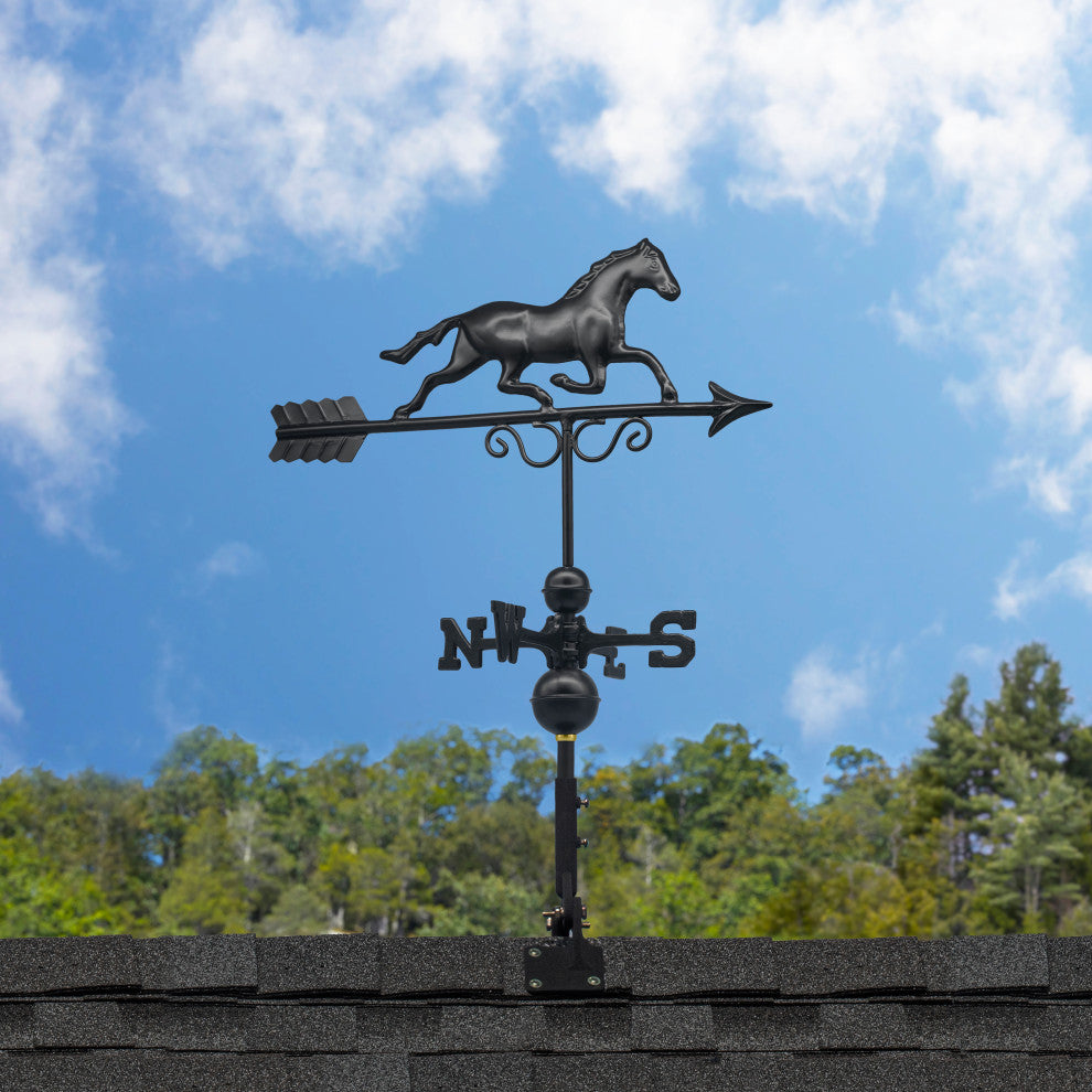 Galloping Horse Weathervane 1974K Black Finish by Good Directions