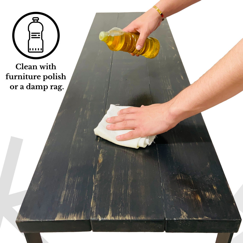 Barn Walls Bedroom Console Table Accent Table, Handcrafted, Black Weathered, 58" Length