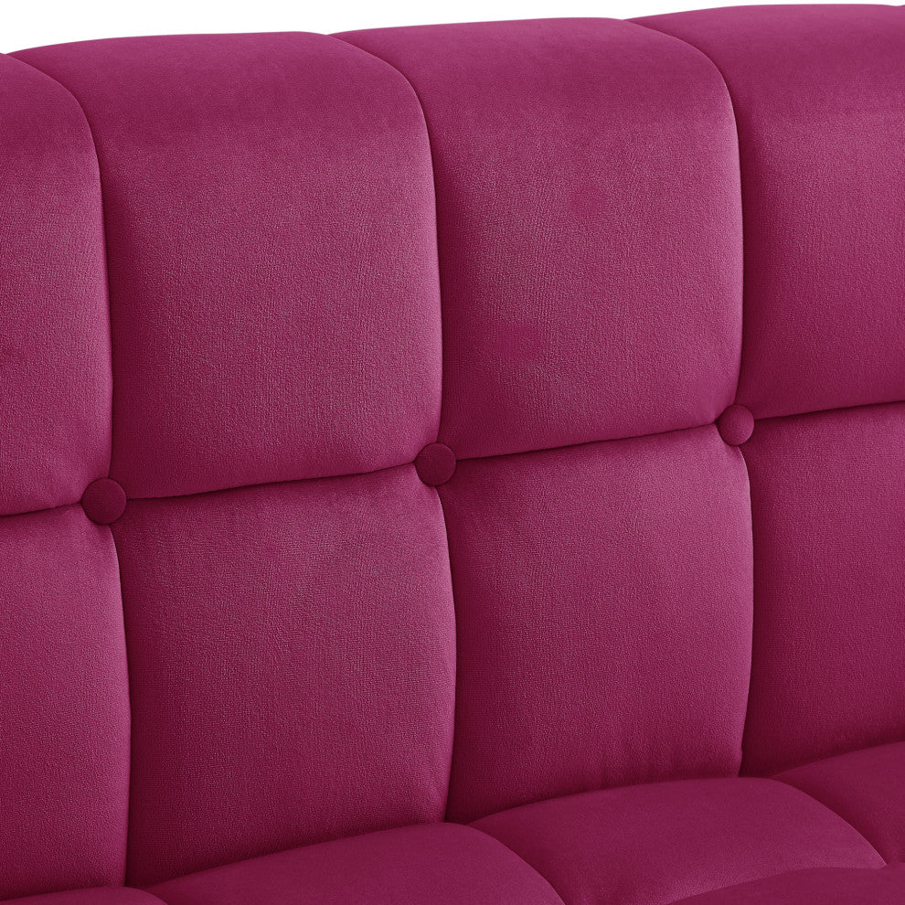 Inspired Home Iker Sofa Biscuit Tufted, Velvet, Fuchsia