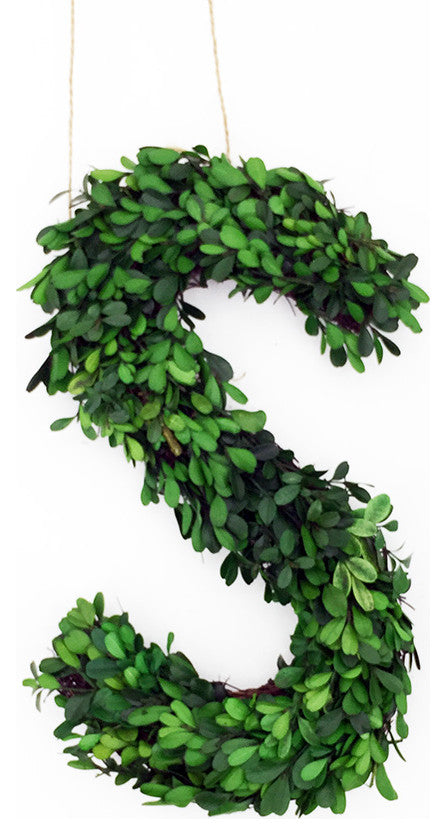 Modern Home 12" Real Preserved Boxwood Monogram Wreath Letters - Hashtag