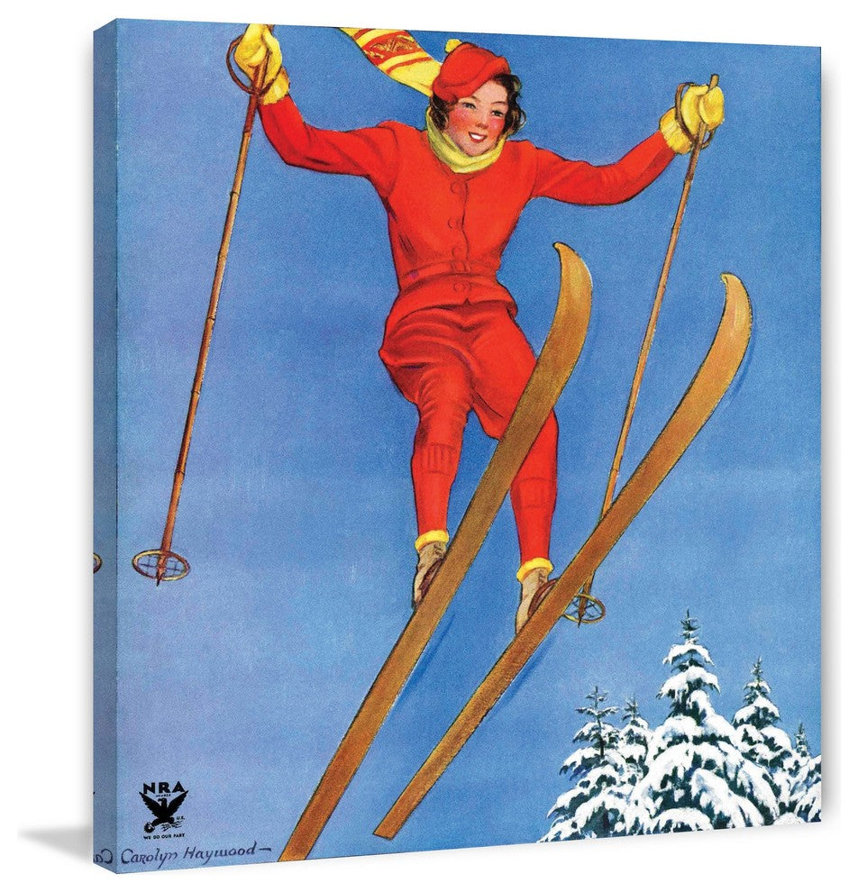 "Woman Ski Jumper" Painting Print on Canvas by Carolyn Haywood
