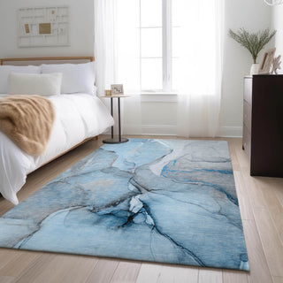 Premium Machine Washable Mayfield AMF506 Blue 5' x 7'6" Rug
