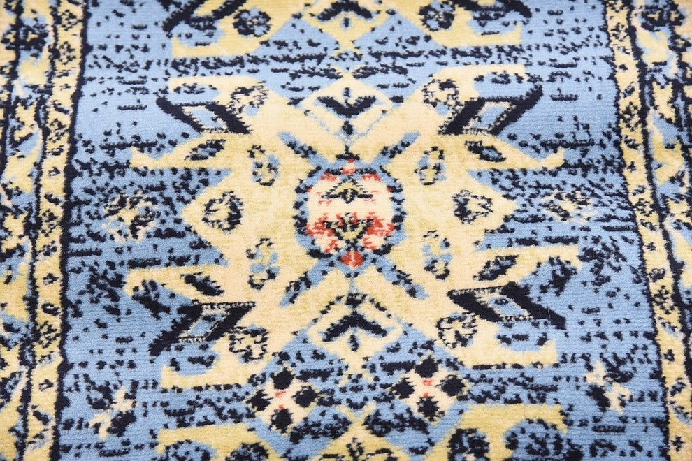 Unique Loom Light Blue Oasis Taftan 2' 2 x 8' 2 Runner Rug
