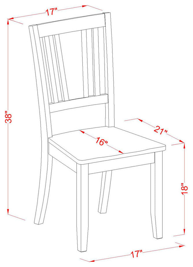 Dining Set 5 Pcs- 4 Chairs, Table, Mahogany Finish Solid Wood Chair Seat