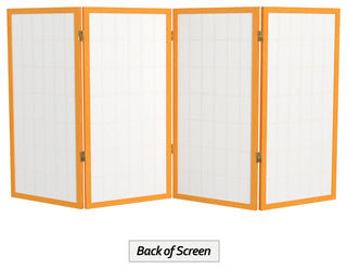 3' Tall Window Pane Shoji Screen, Honey, 4 Panels