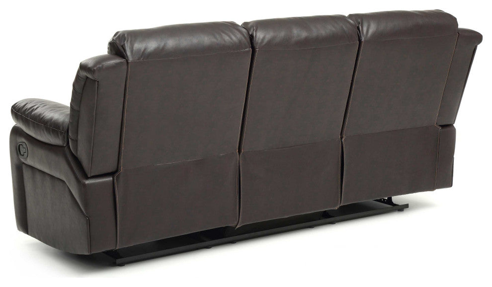 Daria 85 in. W Flared Arm Faux Leather Straight Reclining Sofa, Dark Brown