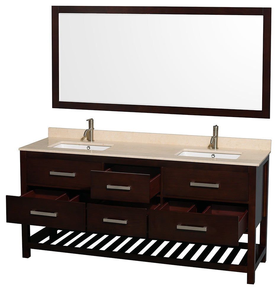 Wyndham WCS211172DESIVUNSM70 72" Vanity, Espresso With Ivory Marble Top