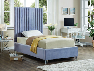 Candace Velvet Upholstered Bed, Sky Blue, Twin