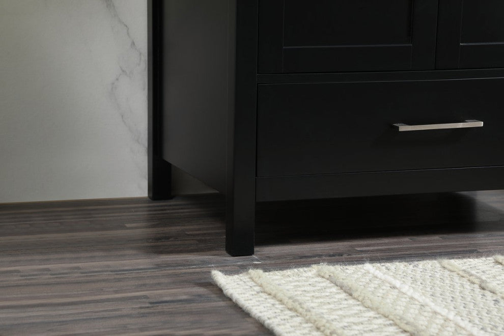 Isabel Single Bathroom Vanity, Black, 30", Without Backsplash