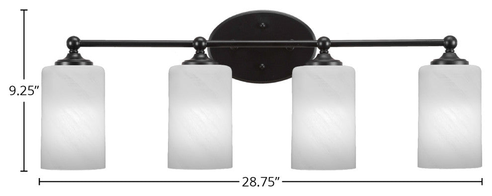 Capri 4-Light Bath Bar, Matte Black/White Marble