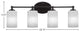 Capri 4-Light Bath Bar, Matte Black/White Marble