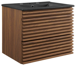 Render 24" Wall-Mount Bathroom Vanity - Walnut Black