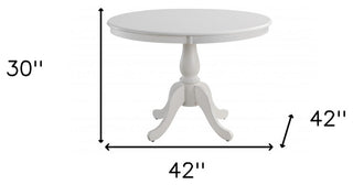 42" White Round Turned Pedestal Base Wood Dining Table